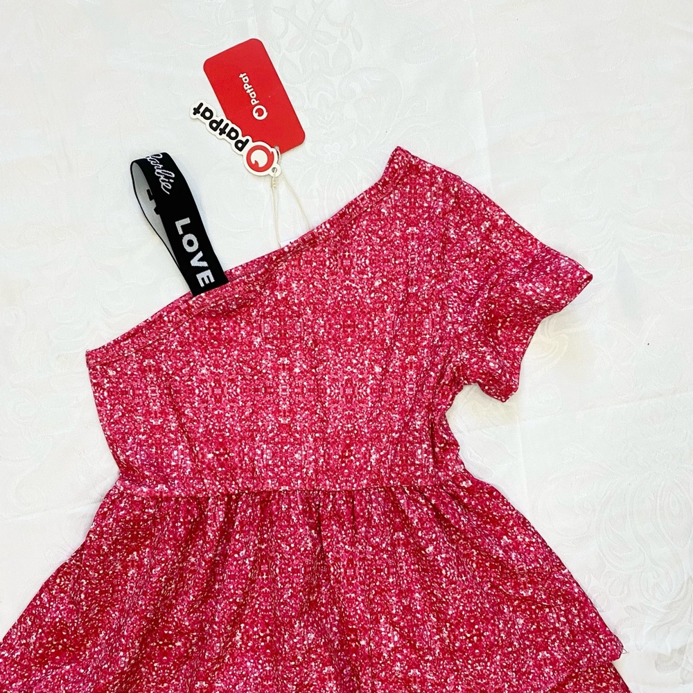 Barbie Girl One shouder desgin multi-layer Dress Rose pink, Size 6-7Y - Picture 11 of 13
